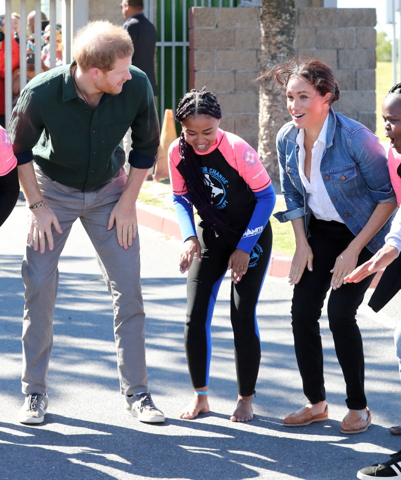  Meghan Markle and Prince Harry joined a dancing circle as they visited the charity on the beach today