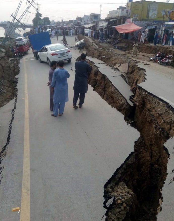  Roads were torn apart near the epicentre of the quake in Mirpur