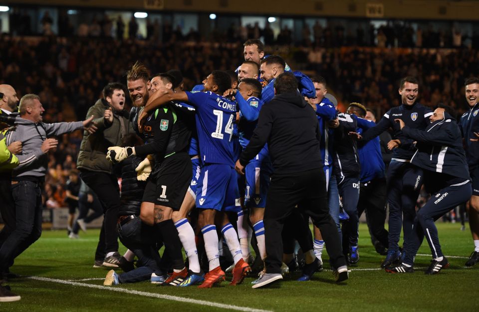  A pitch invasion ensued after Colchester beat Spurs on penalties