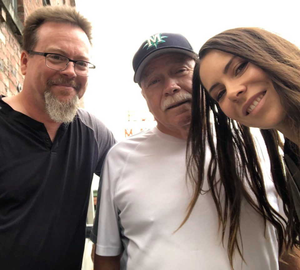  Michele and her dad Edward, centre, have since reunited with her brother Tom, left