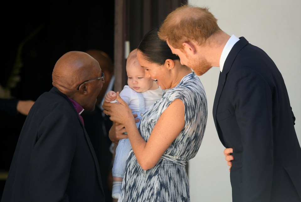 Baby Archie meets Desmond Tutu today on the Sussex family's third day of their royal tour