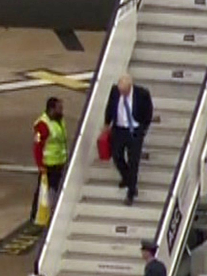  Boris gets off his RAF flight from New York this morning