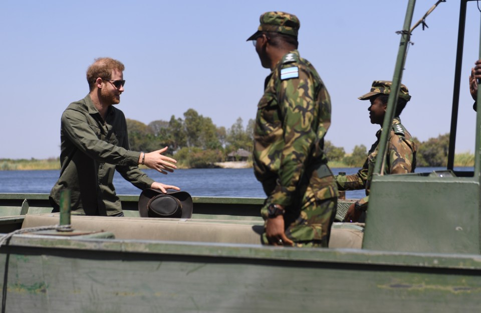  Prince Harry went on a boat ride today during his tour of Botswana