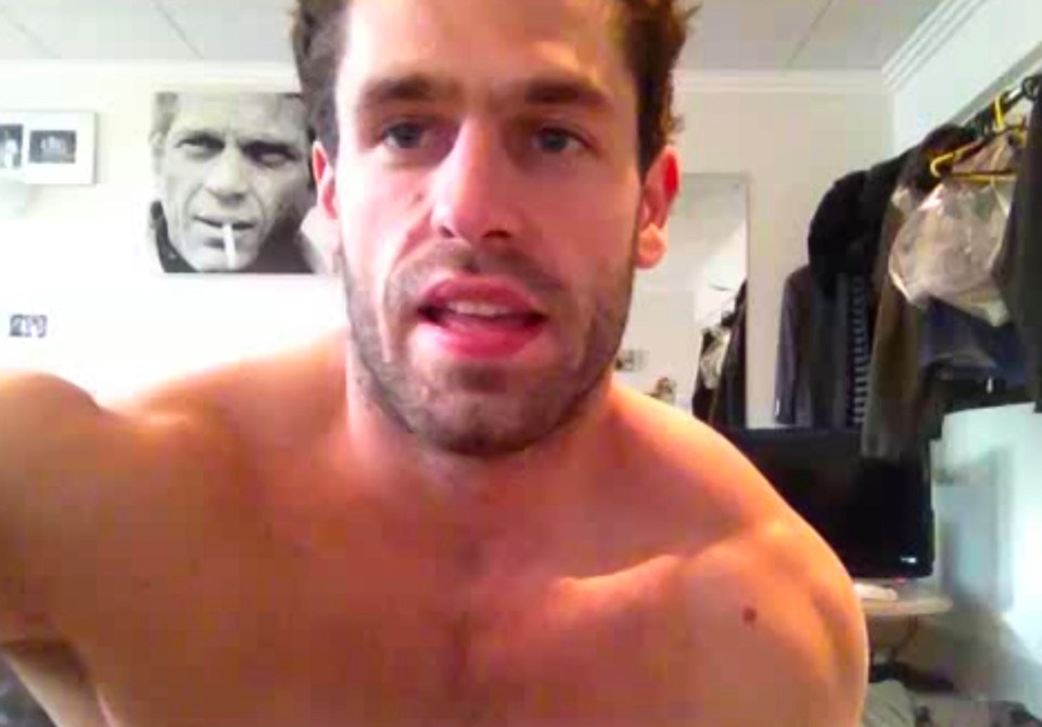 The former Emmerdale star filmed a clip of himself doing naked star jumps in his dressing room