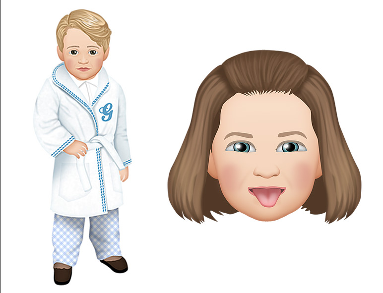  Prince George in a dressing gown and Princess Charlotte sticking her tongue out is also featured in Kate's pack