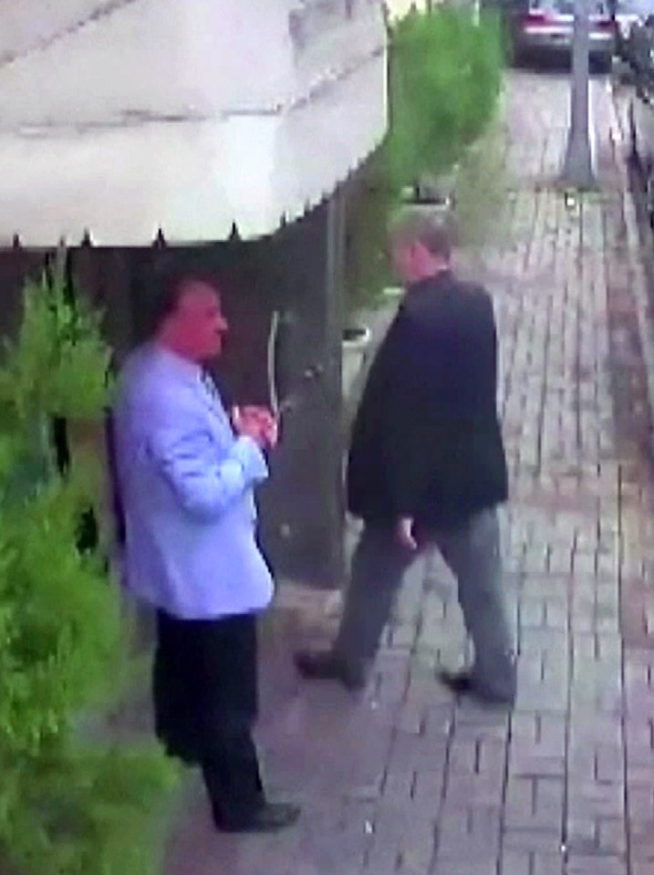  CCTV broadcast on Turkish TV shows Footage of Jamal Khashoggi entering the Saudi consulate after 1pm on 2 October 2018