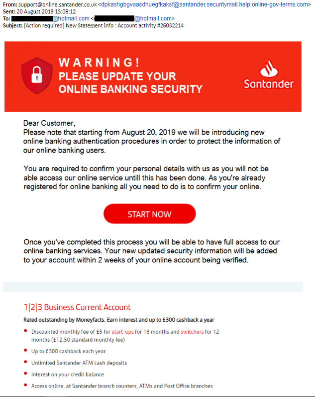  Scammers are trying to trick Santander customers into handing over their details