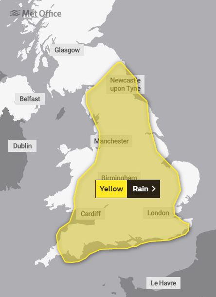  Widespread rain is expected on Tuesday with some very heavy rain possible, bringing some disruption from flooding, says the Met Office