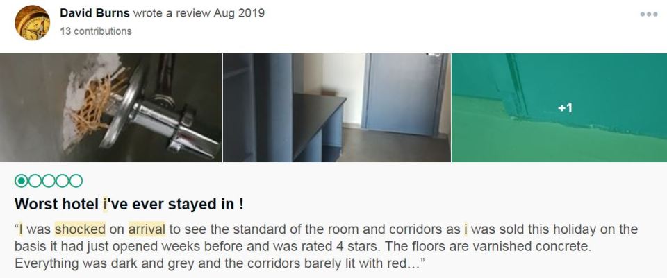  TripAdvisor reviews of the hotel were not much better