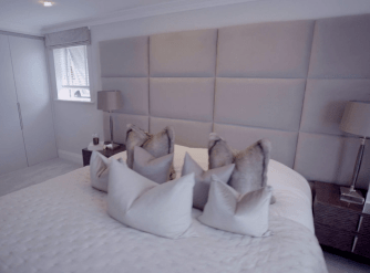  The couple gave fans a look inside their grey-themed bedroom