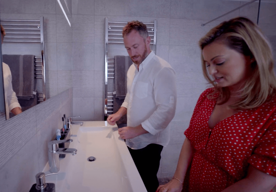  James and Ola brush their teeth side by side at a vast sink