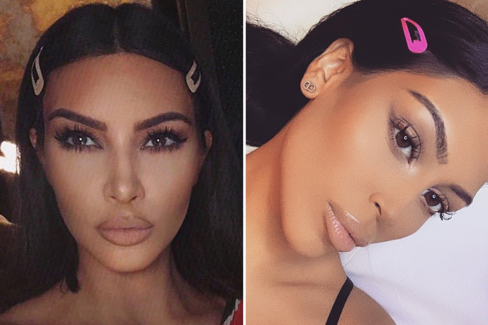 Some fans say the blogger (right) looks more like Kim than Kim does (left))