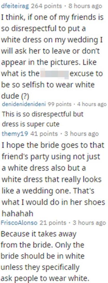  Wedding shamers have slammed the woman as 'disrespectful'