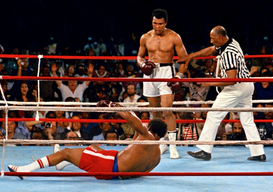  Muhammad Ali regained the world heavyweight crown by knocking out champion George Foreman in the Rumble in the Jungle in 1974