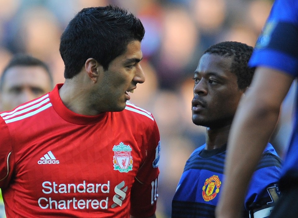  Luis Suarez was banned for eight games after being found guilty of using racist language towards Patrice Evra