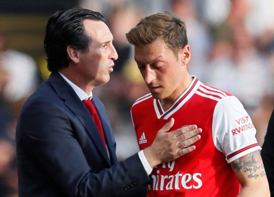 Unai Emery claims Arsenal chiefs back his decision to axe Mesut Ozil