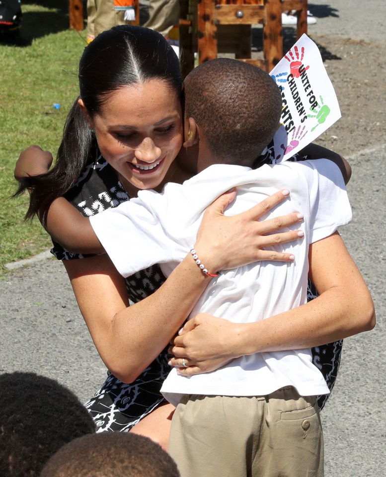 Meghan Markle was seen wearing a beaded ‘Justice’ bracelet to visit a township in Cape Town