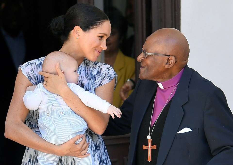  Archie stole the show on the tour when he was brought along to visit Archbishop Desmond Tutu