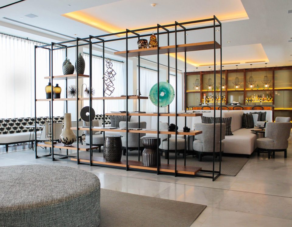 The hotel boasts a stylish lobby as you enter the premises