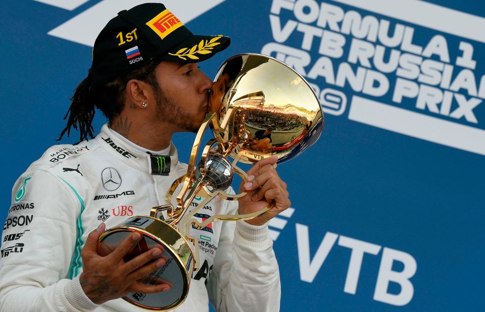  Lewis Hamilton's victory in Russia put him on the verge of claiming yet another world title