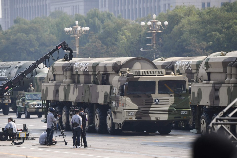 DF-31AG intercontinental ballistic missiles were rolled out at Tiananmen Square in Beijing