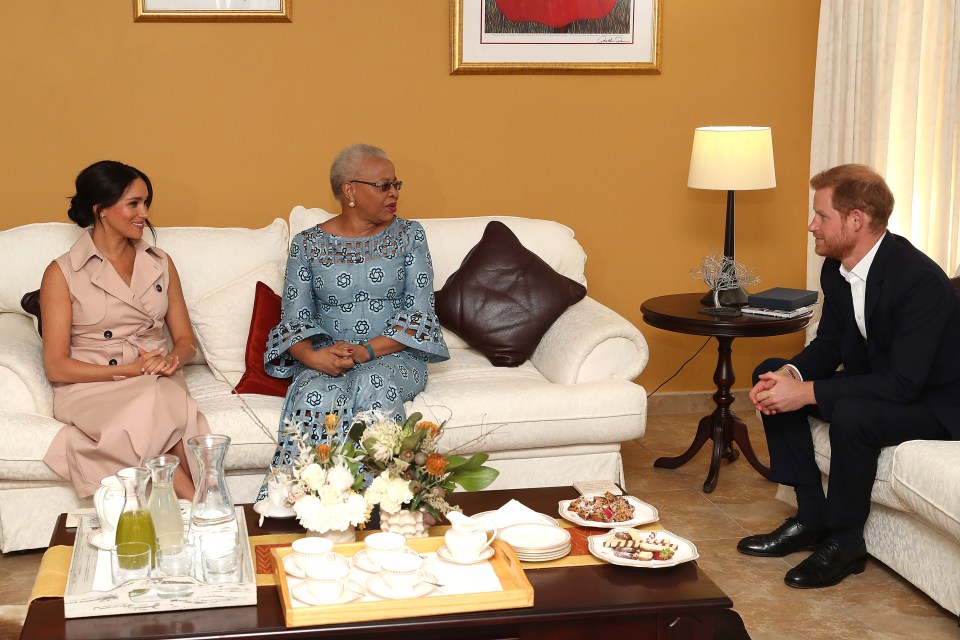  Later they sat down for a discussion with Meghan opting for a seat next to Graca rather than her husband