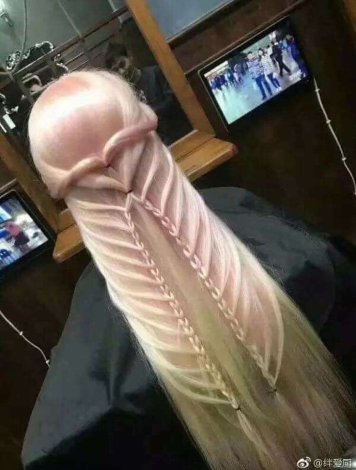 Twitter users have been in stitches over this rather phallic plait