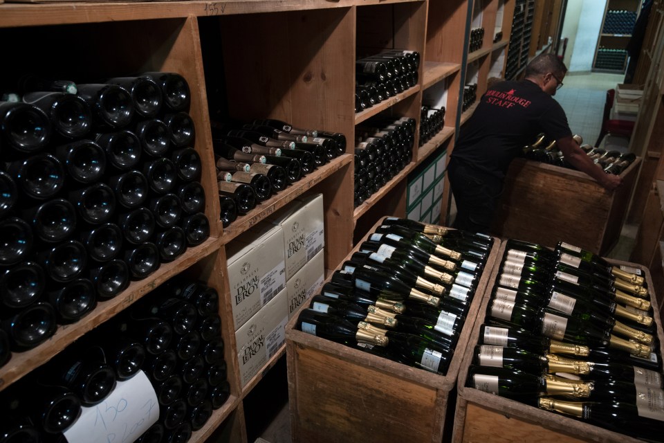  Just a few of the 250,000 bottles of fizz Moulin Rouge audiences get through per year