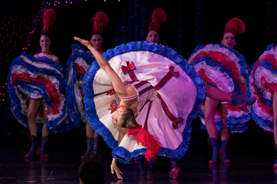  French cancan soloist Olga Khkhlova performs during the Cancan