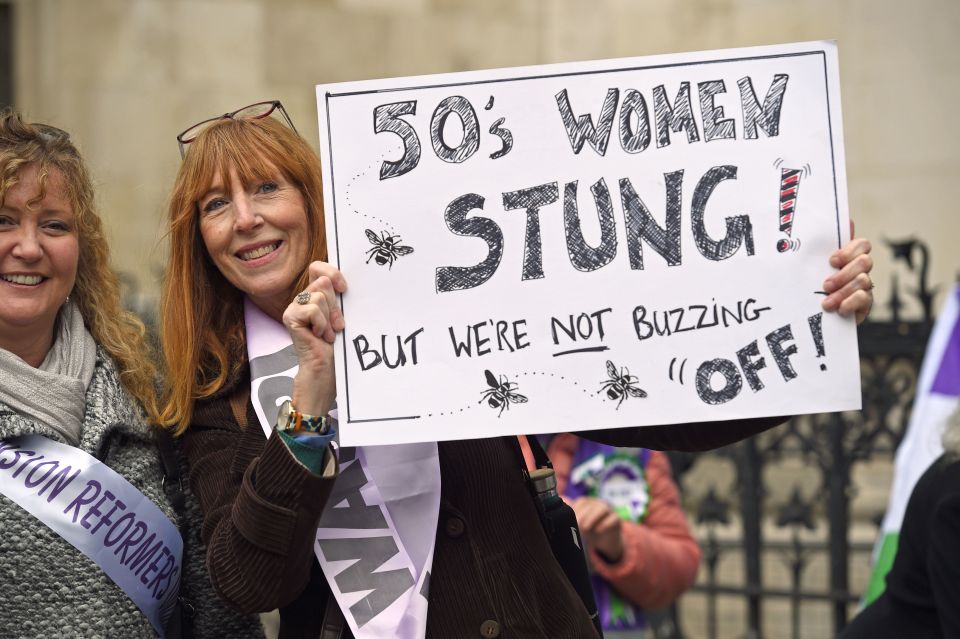 WASPI campaign group holding banners