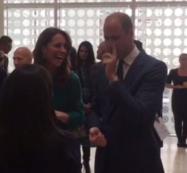  The Cambridges could be seen sharing a joke together while talking to guests