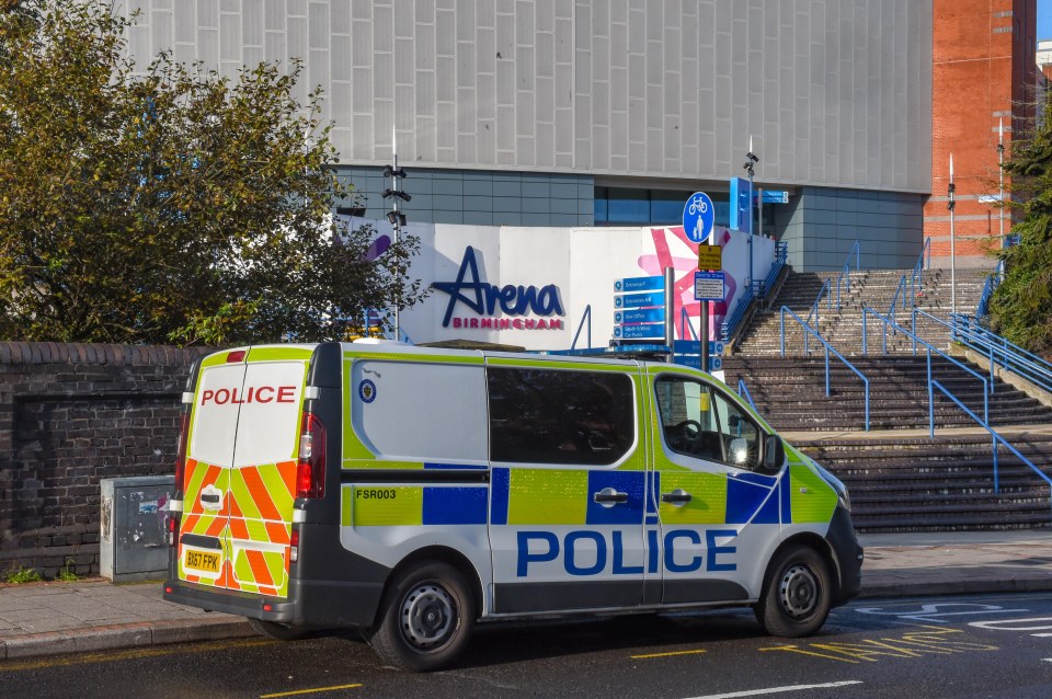  Police were outside Birmingham Arena yesterday after the horror incident