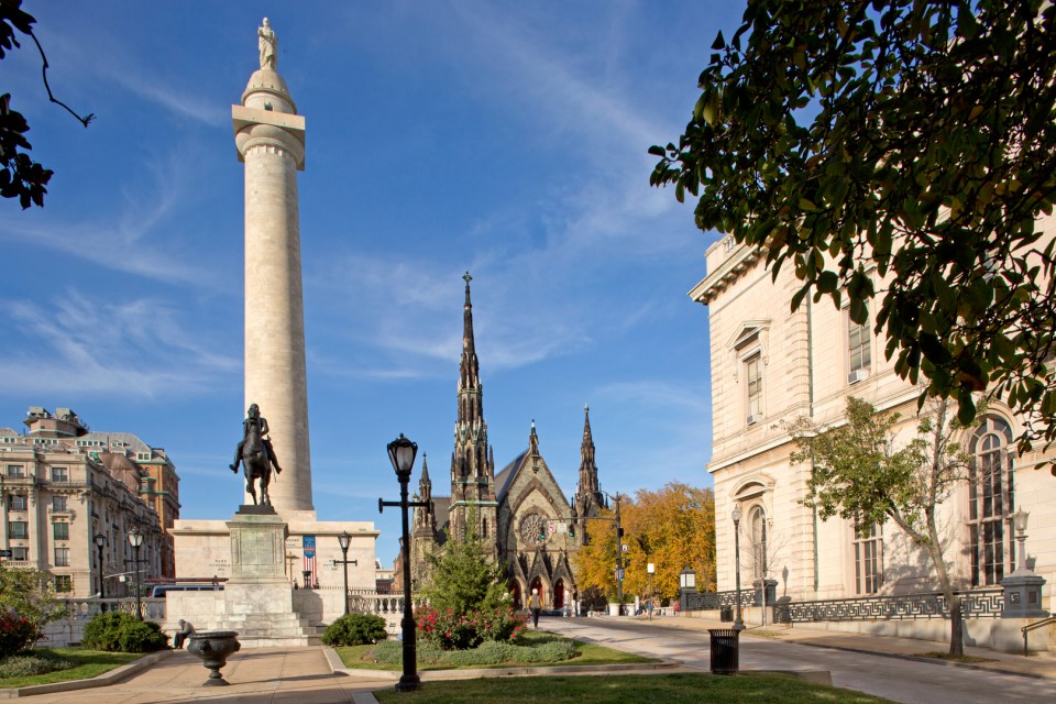  Washington Monument provides epic views over the city of Baltimore