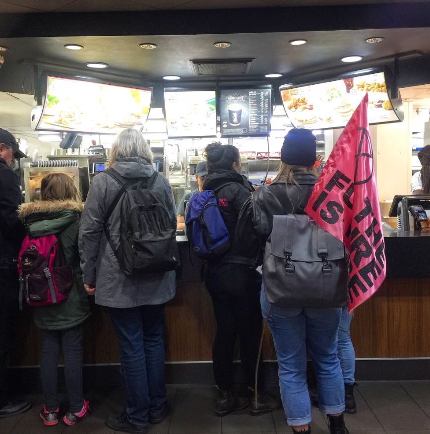  Climate change activists were criticised after they were spotted in McDonald's