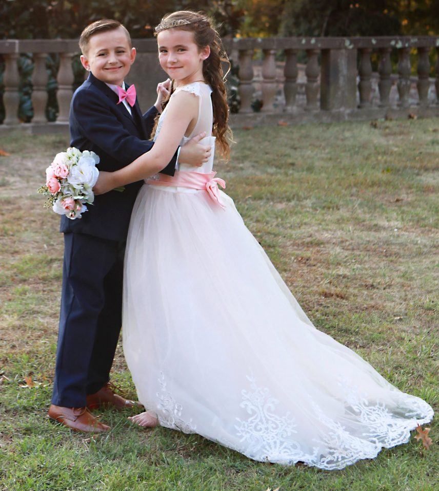  The pair got dressed up in full bride and groom outfits