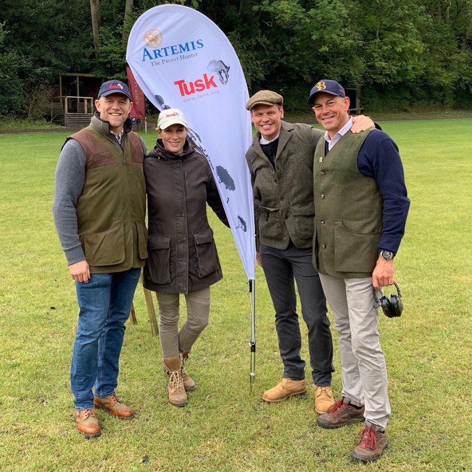 One of the first photos he has shared shows Zara taking part in a clay shooting event to raise money for wildlife conservation charity Tusk