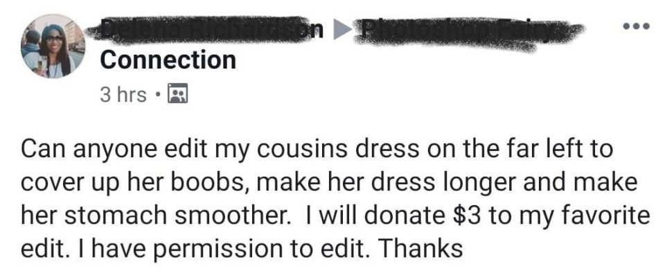  She offered $3 to whoever edited it