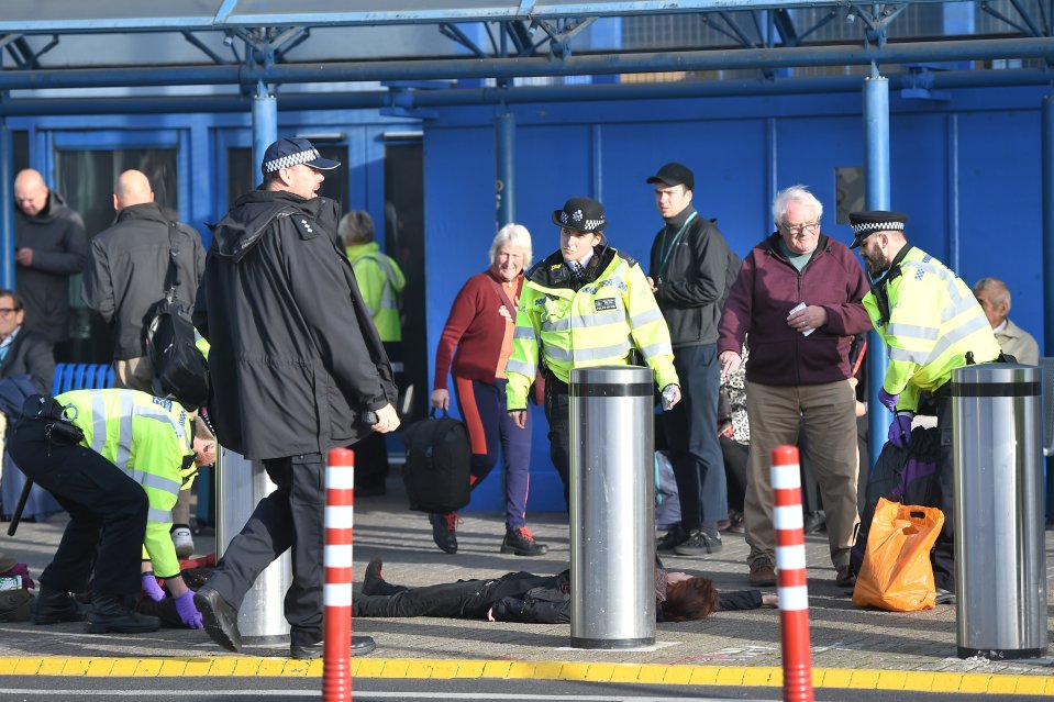  There was a heavy police presence outside London City Airport yesterday morning