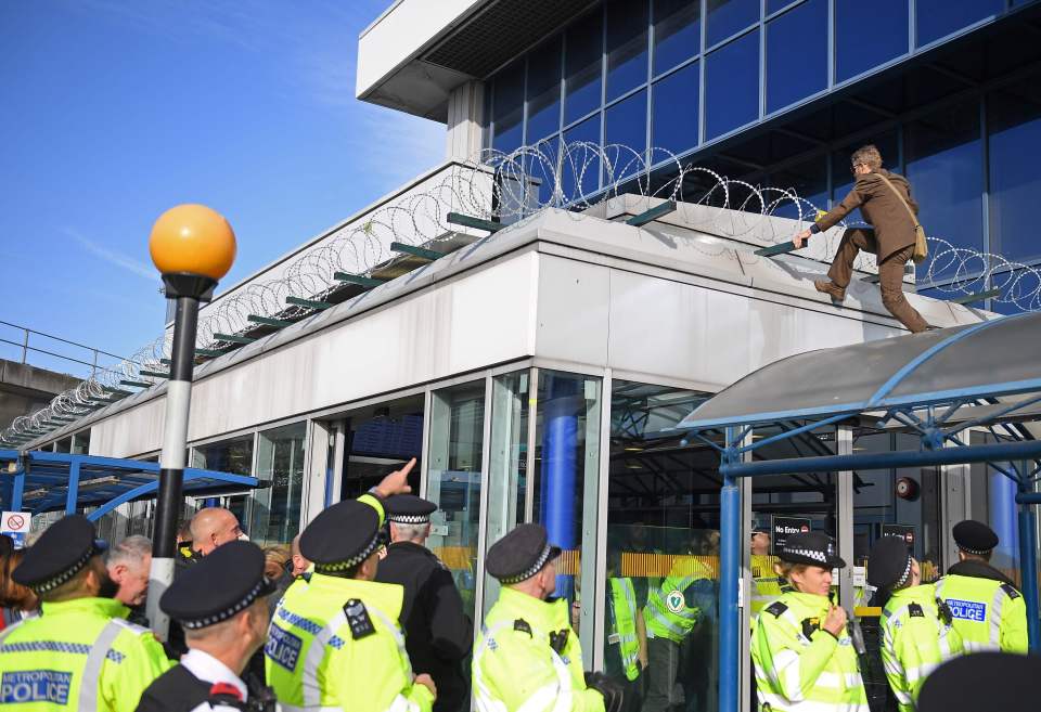  He carefully picked his way through barbed wire to get to the top of the roof