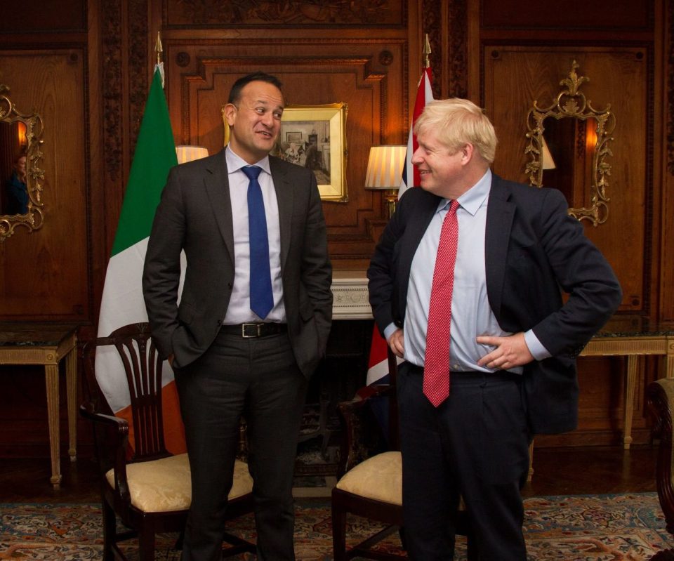  Boris Johnson shares a light moment with Leo Varadkar as the pair meet in Thornton Manor Hotel, Cheshire