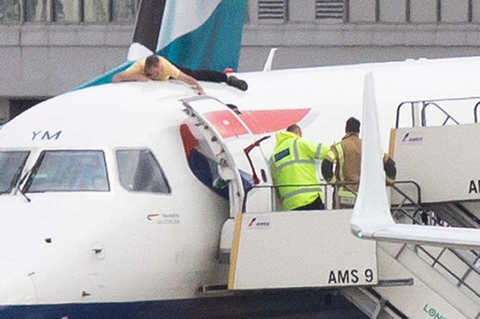  The former Paralympic athlete on top of the BA aircraft