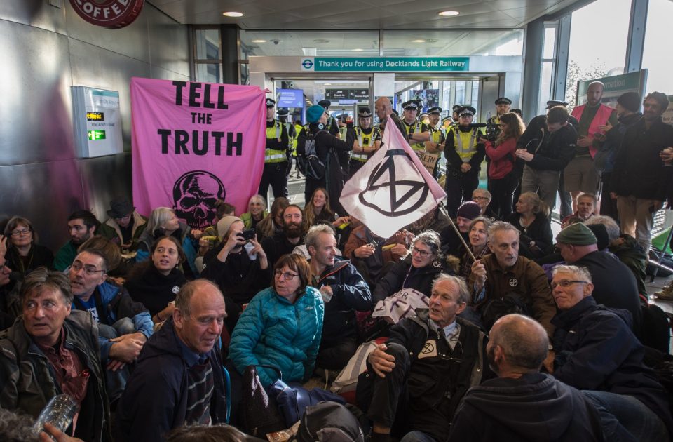  While Gail Brabrook is happy to use jet travel, her supporters blocked access to travellers attempting to reach London City Airport via rail links