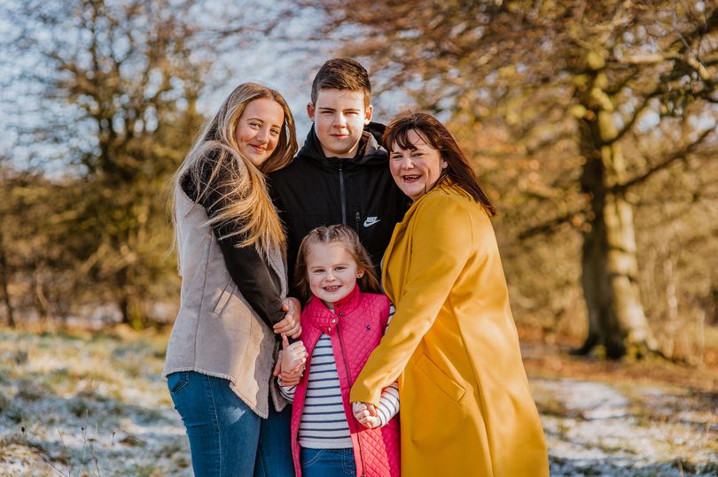 Emma (right) with daughter Chloe, 19 (left), Dylan, 15 (centre) and Erin, 9