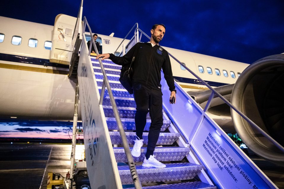  England boss Gareth Southgate arrives in Prague