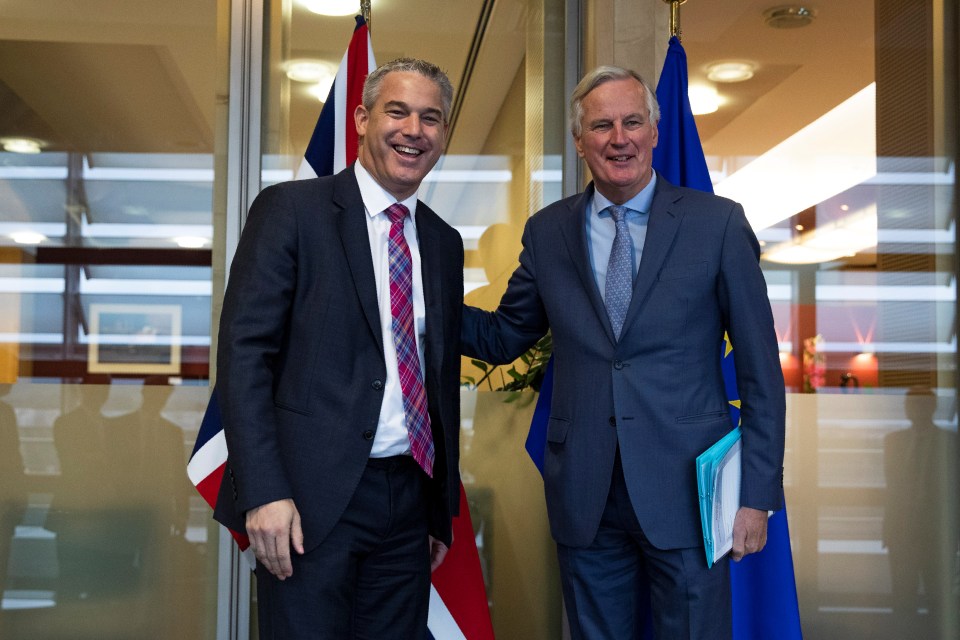  Brexit Secretary Stephen Barclay with Brexit negotiator Michel Barnier before their meeting in Brussels