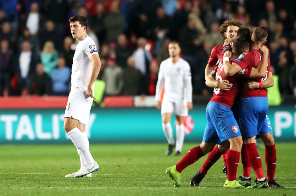  Maguire reacts after the Czech Republic score a late winner to sink England