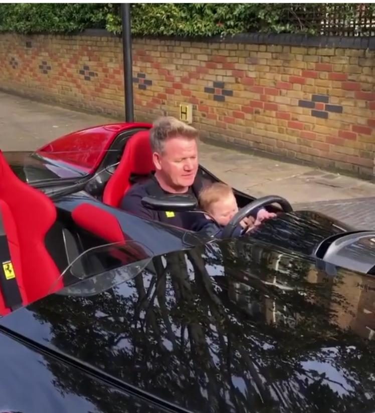  Gordon Ramsay teaches son Oscar to drive behind the wheel of a Ferrari Monza SP