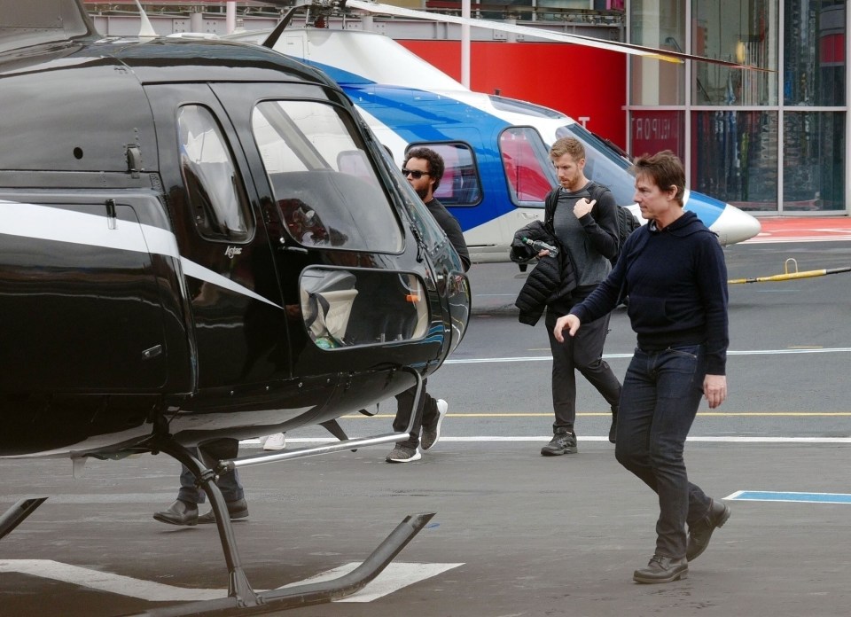  Tom will no doubt have relished the chance to get back in a helicopter after filming his own aviation stunts in Mission Impossible