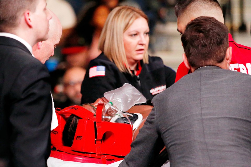  Day left the ring on a stretcher after the brutal KO at the hands of Conwell