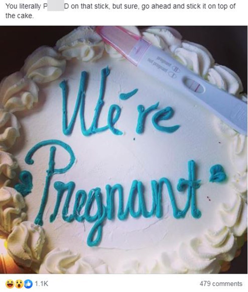 A snap of the cake was shared to a Facebook group, where members criticised the mum-to-be for her apparent lack of hygiene